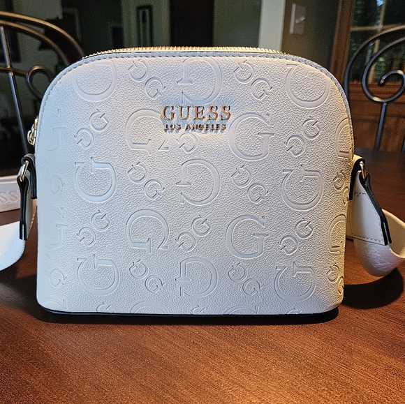 Guess Handbags - Guess L.A. Chucky Monogram Crossbody Wide Strap Zipper Bag Purse NWOT